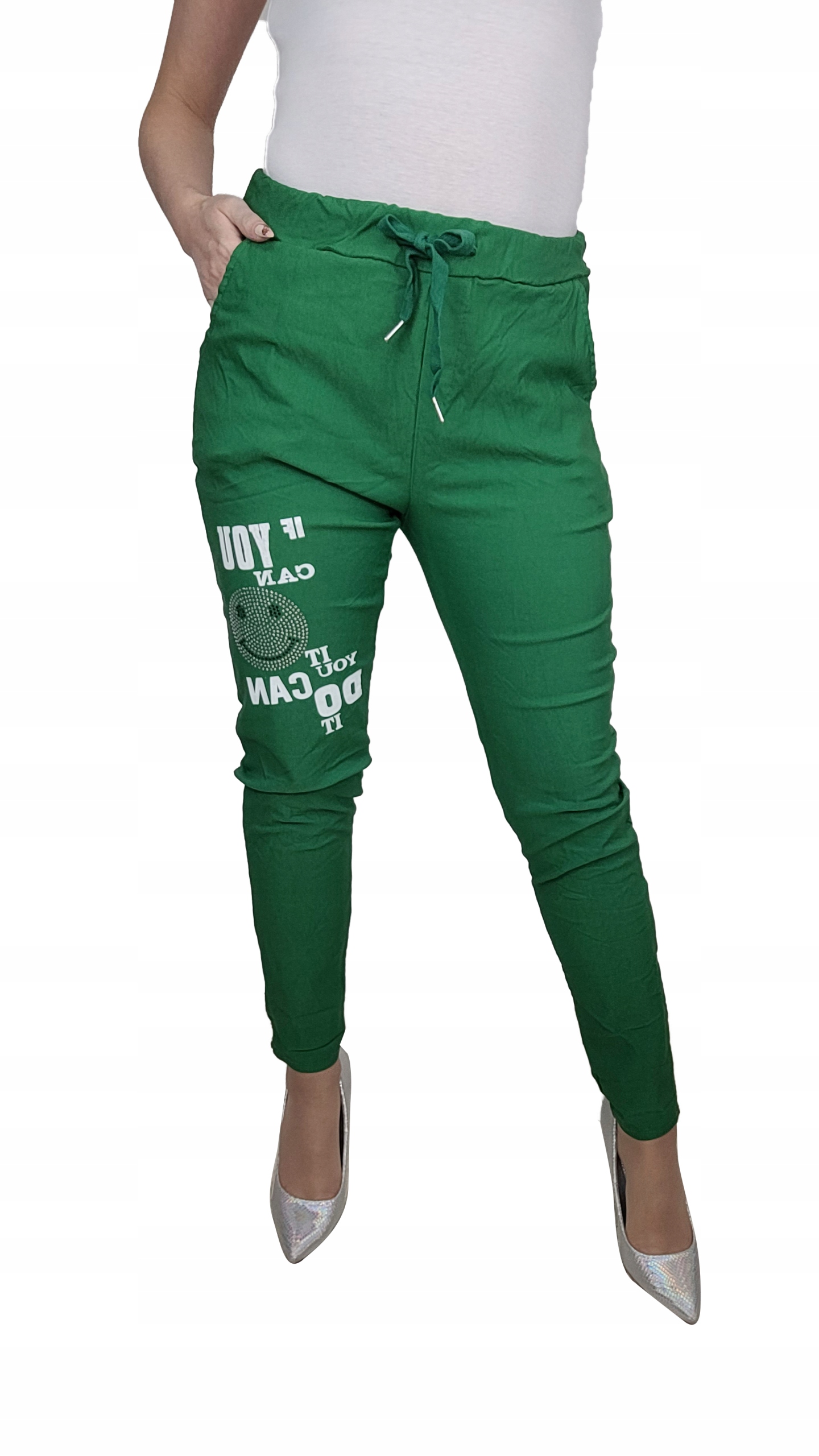 

Gnieciuchy spodnie włoskie elastyczne Uni Zielony