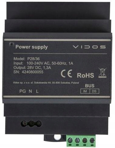 Napájecí zdroj Vidos Duo P28/36 pro digitální systém 36W, 28VDC