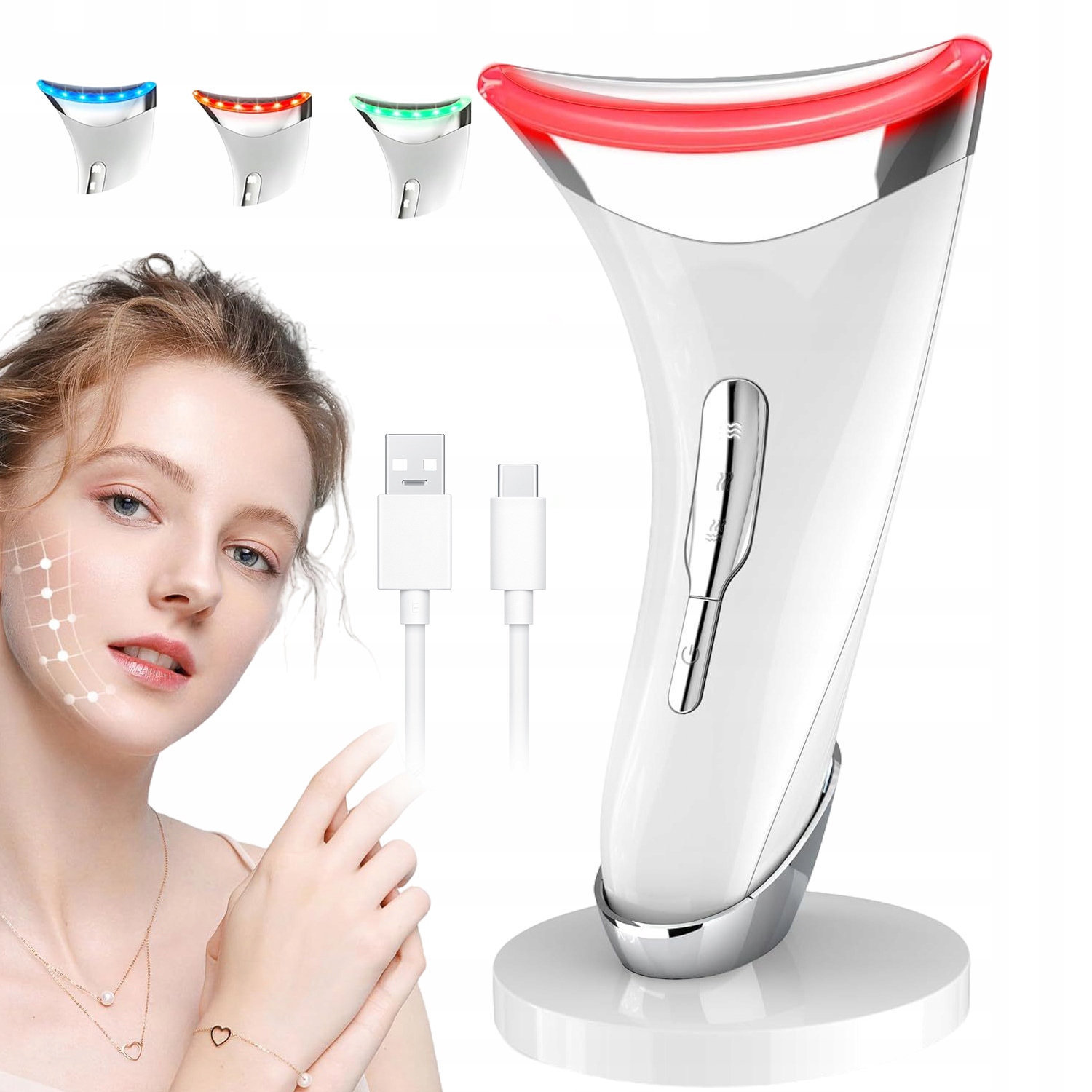 Masážní Přístroj Proti Vráskám S 3 Režimy Led Světla Ems Pro Zpevnění Pokožky
