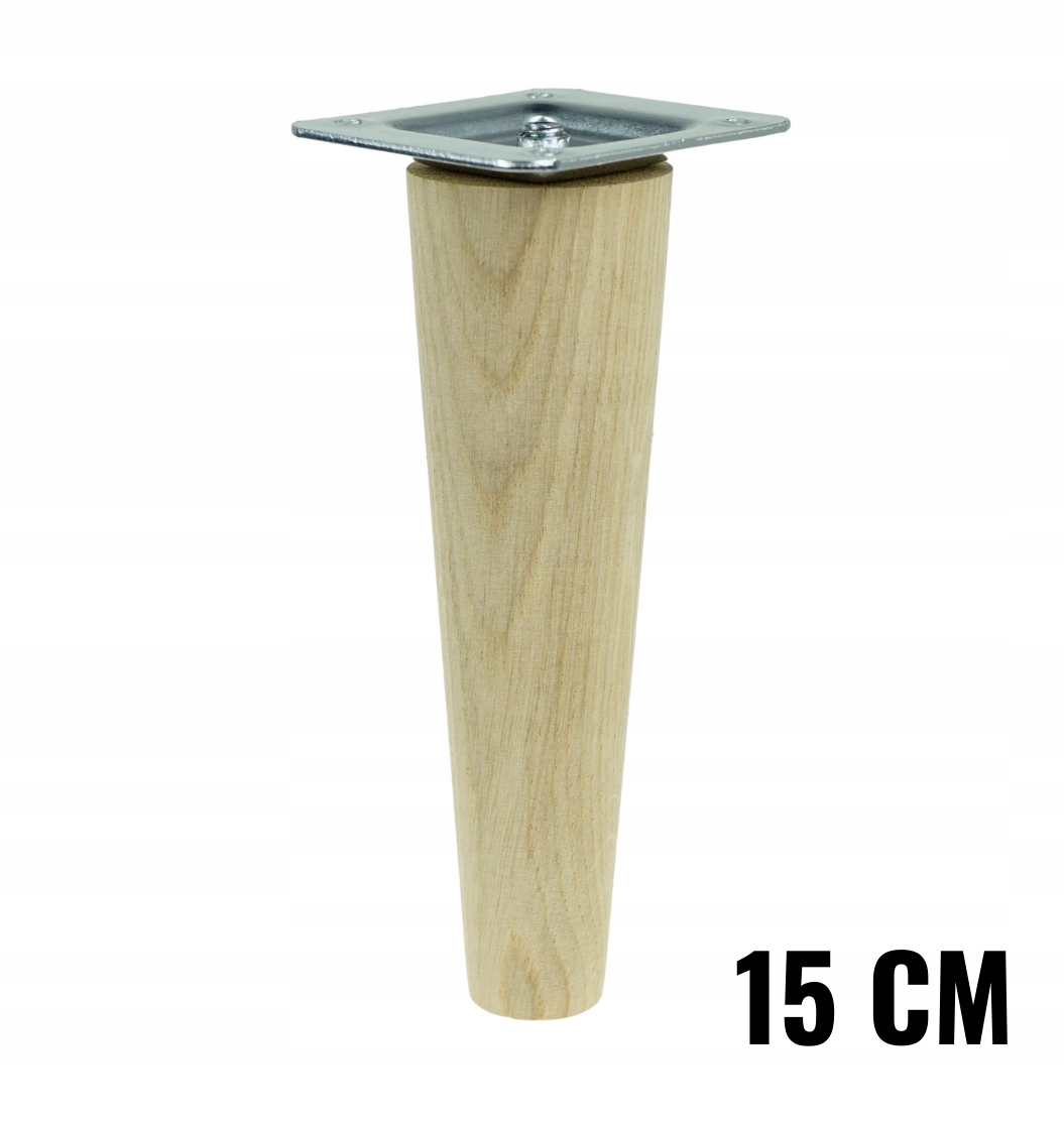 

1x Nóżka noga dębowa prosta surowa z blachą 15 cm