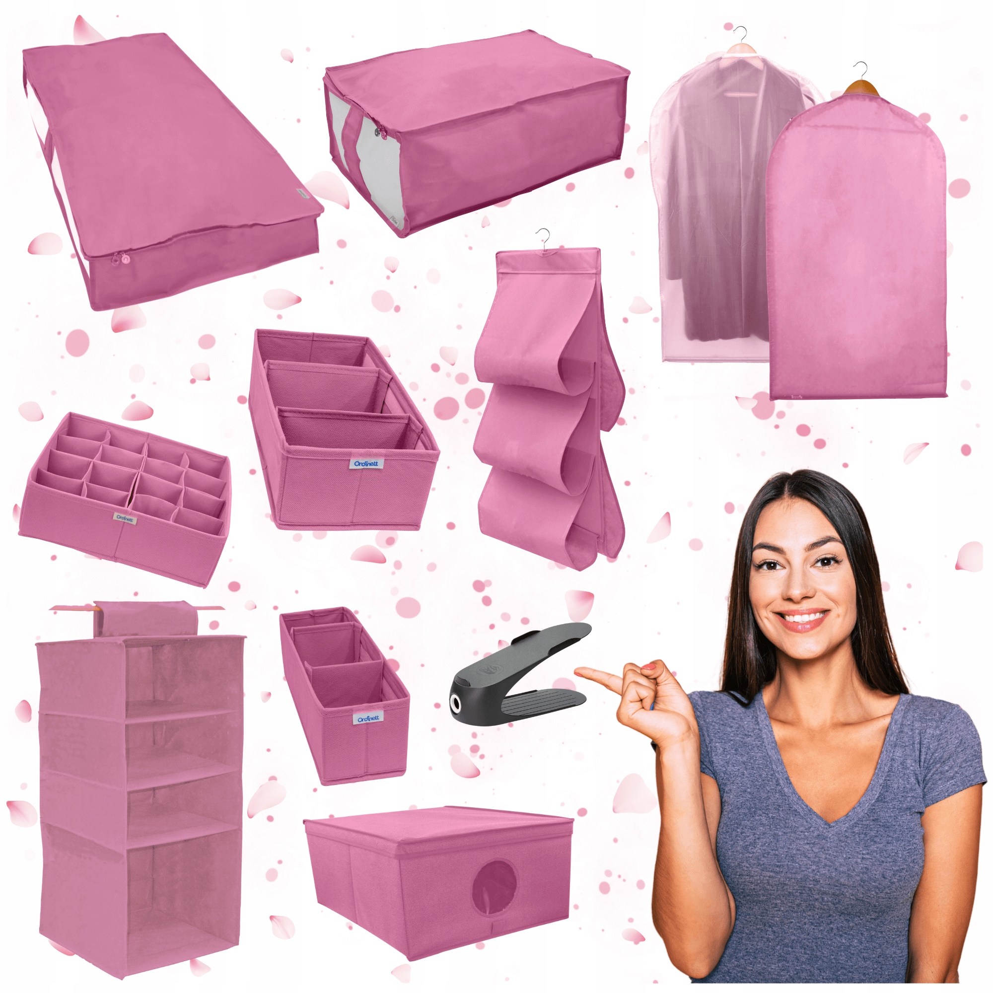 Sada organizérů Růžových na kabát 100x60 organizér na boty černý