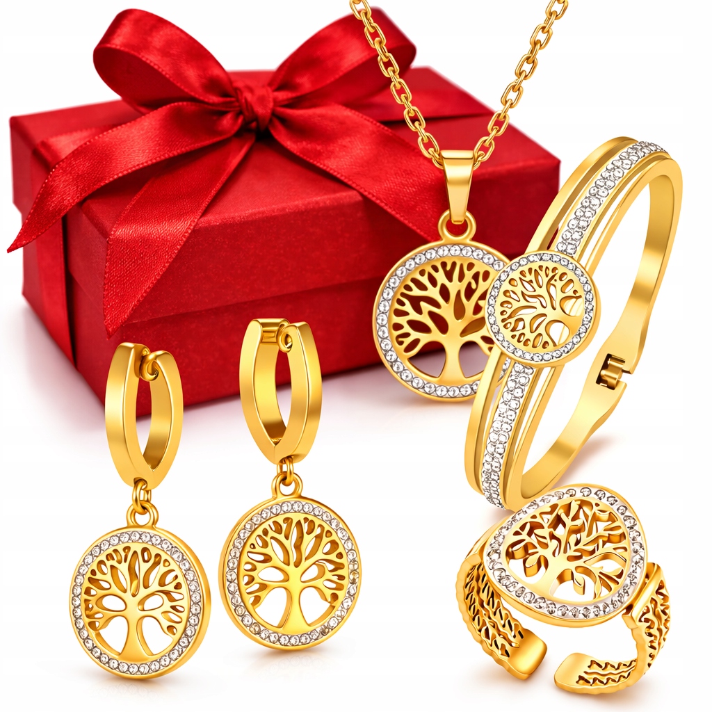 Dámské šperky Zlatý komplet Strom štěstí Zlatá sada na Dárek