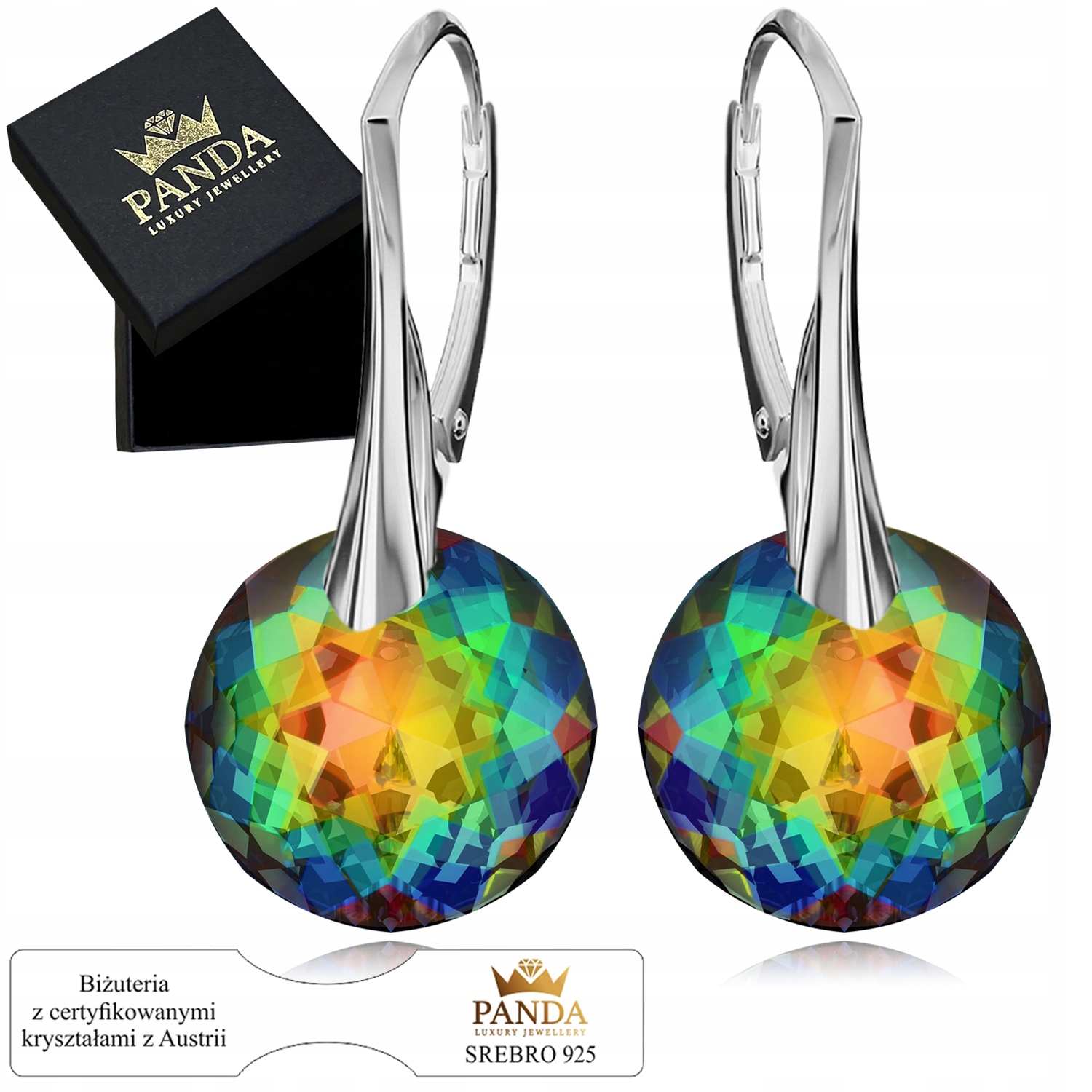 Dámské stříbrné Náušnice Kolečka Krystaly Dárek Vánoce 925 Pro manželku maminky