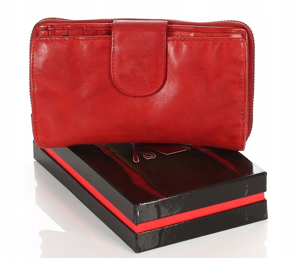 Miękki skórzany portfel damski -pojemny rozbudowany -Prawdziwa skóra licowa