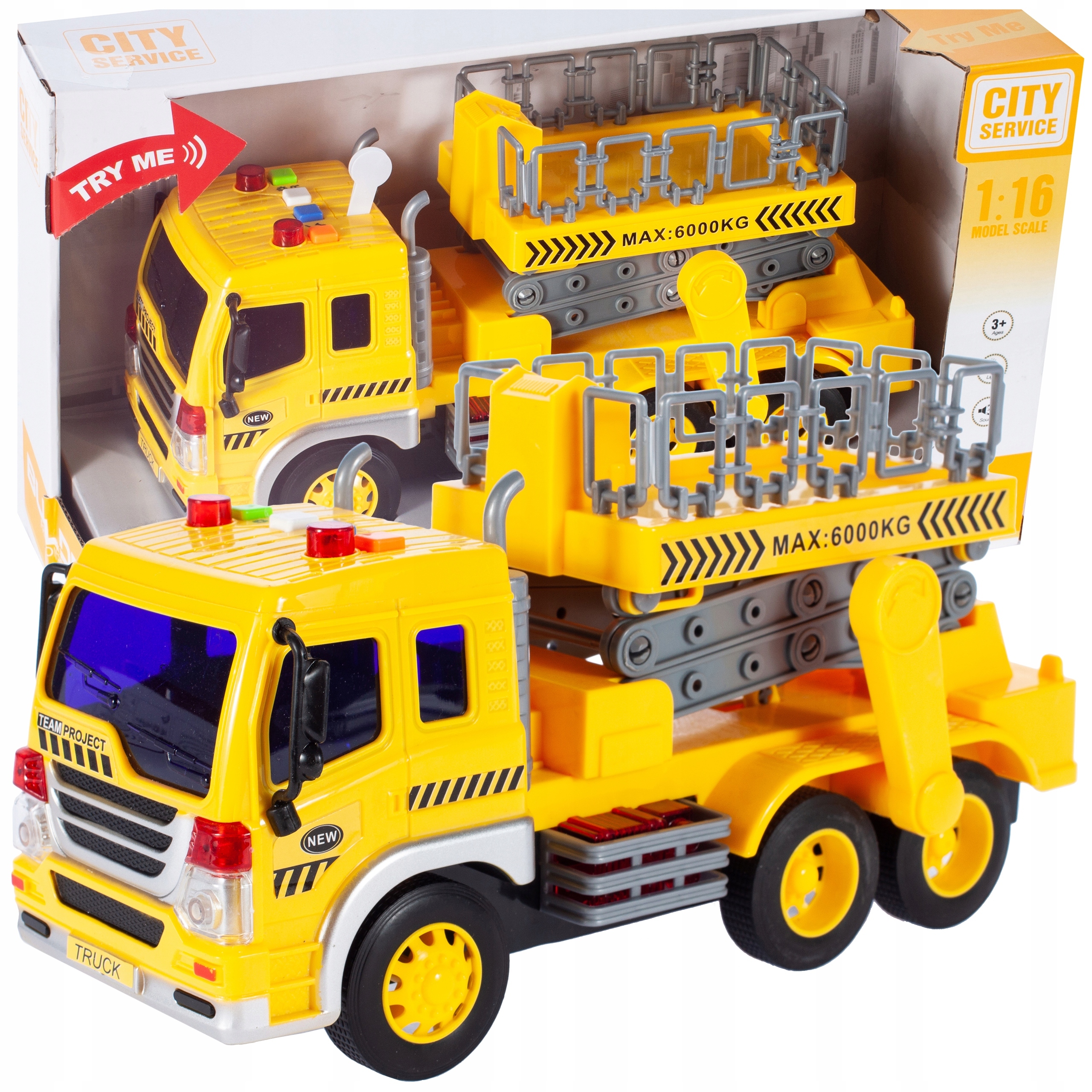 

Ciężarówka Auto Z Podnośnikiem Budowlanym 1:16