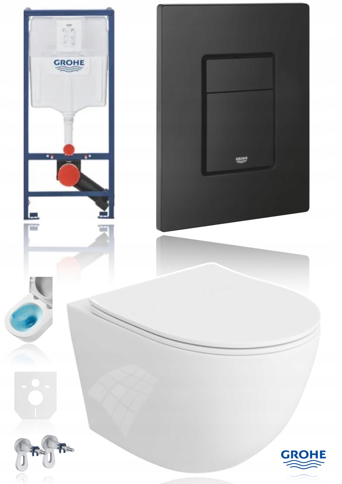 Grohe Rapid stelaż podtynkowy zestaw Wc miska wirowa Czarny Mat 38732KF0
