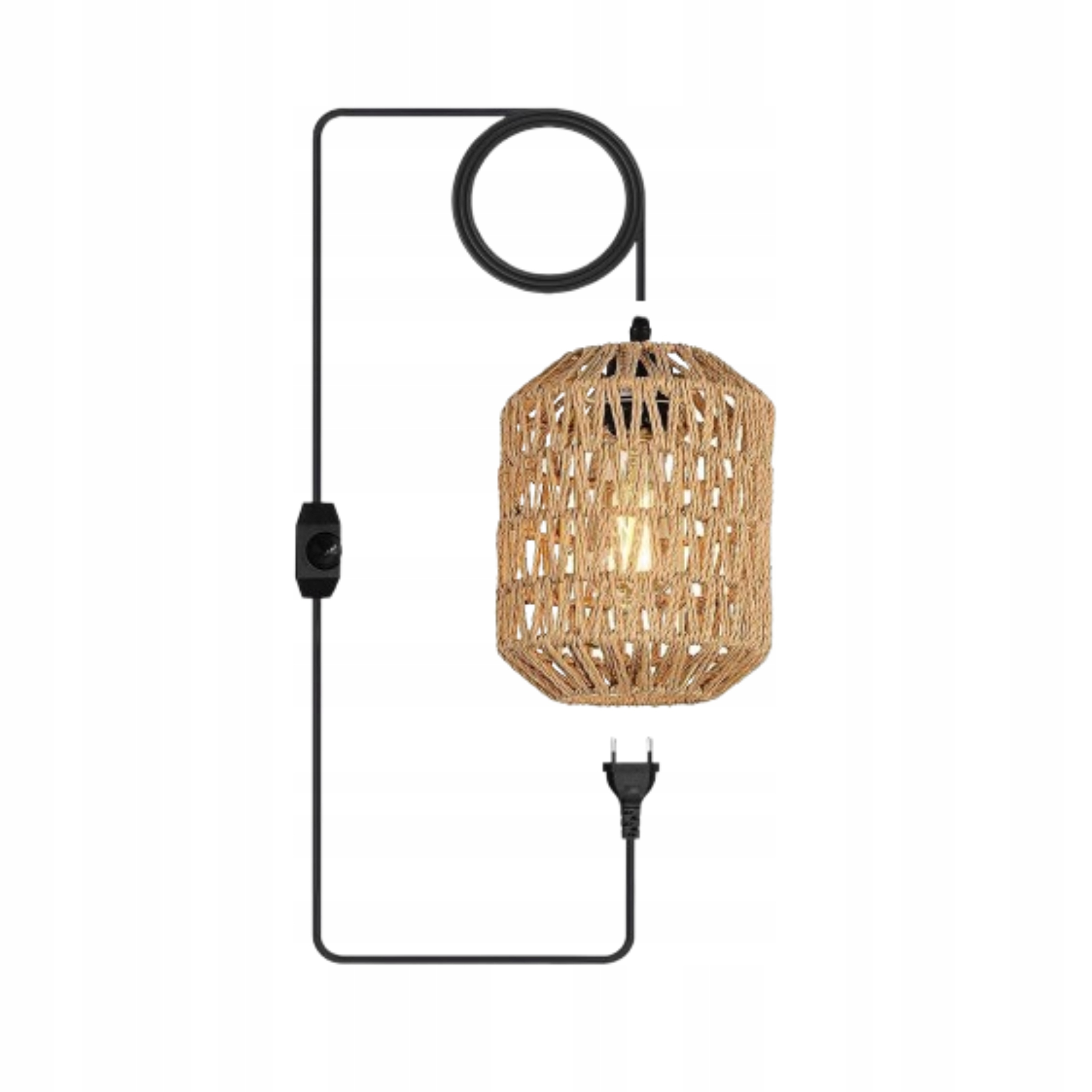 Ratanová závěsná lampa ve stylu Boho Vintage 60W E27