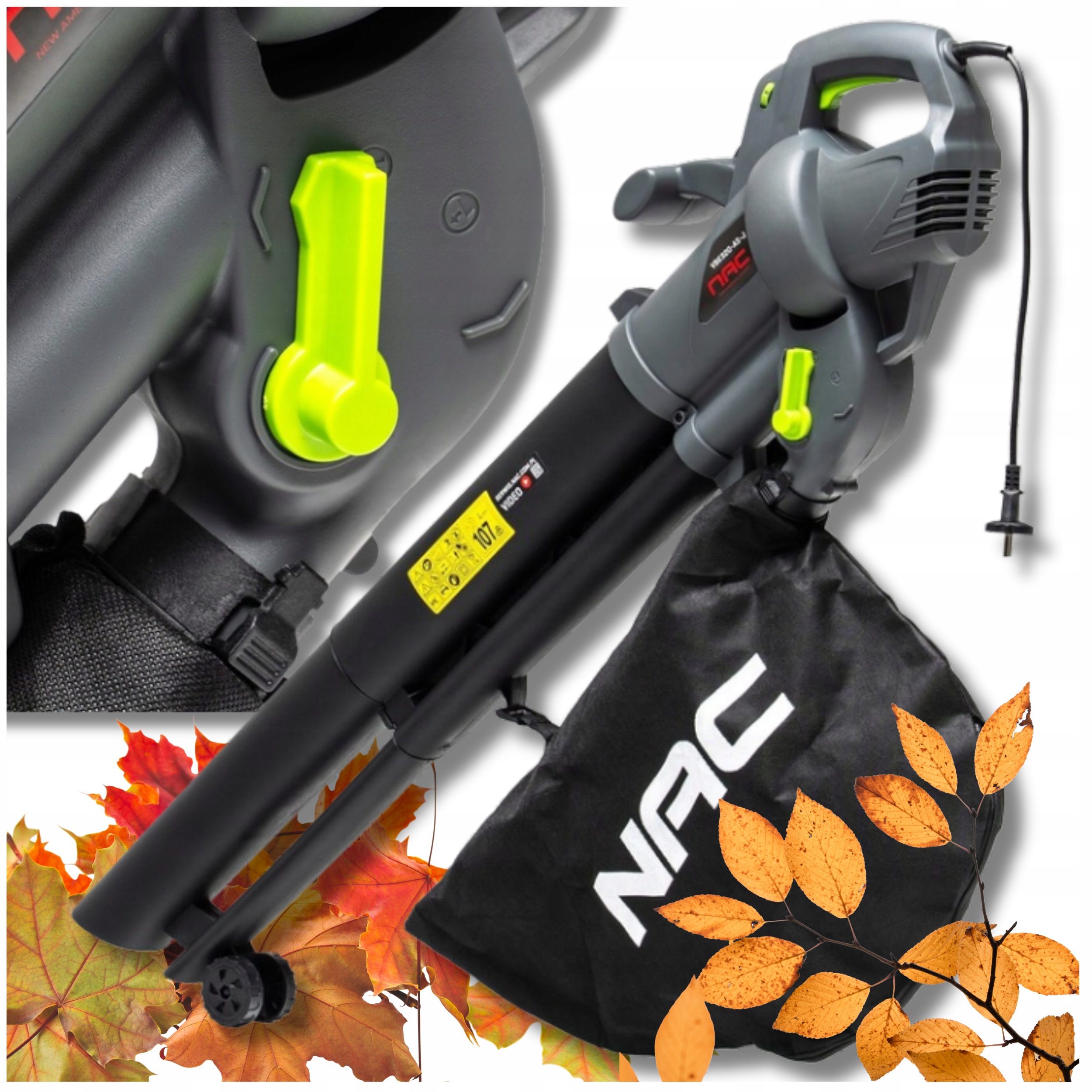 Záhradná Fúkačka Na Listy A Prach Vysávač S Reguláciou 3200 W 160/250 KM/h