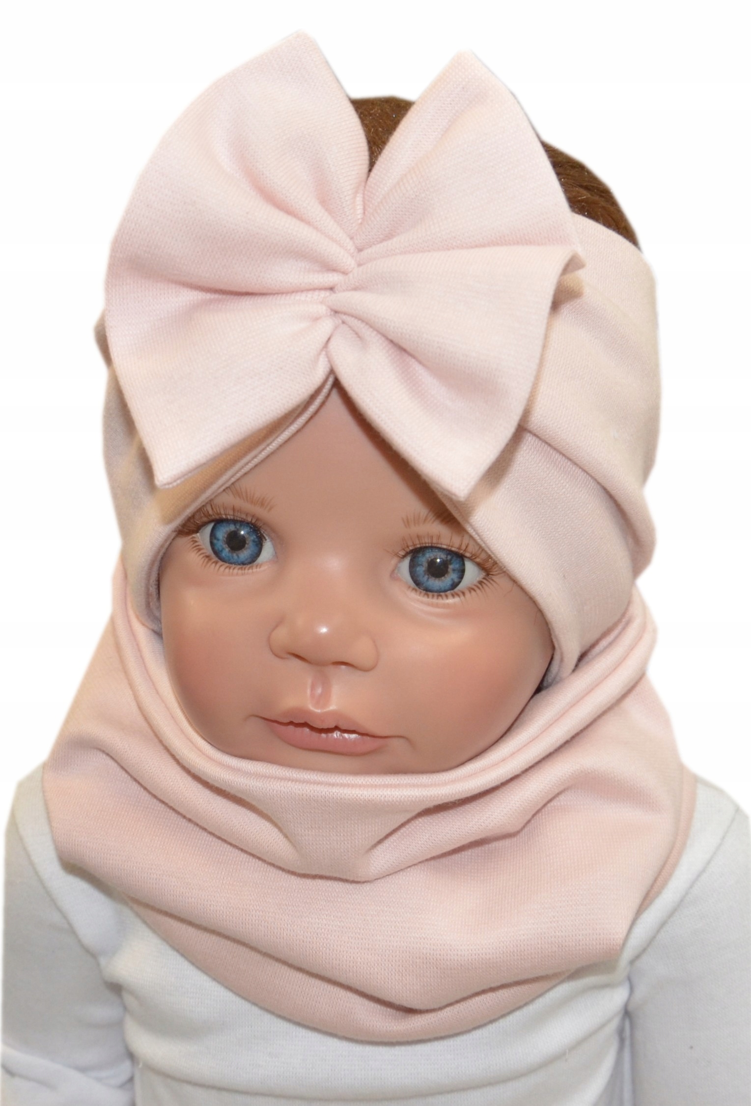 

opaska turban i komin 1-8 lat pudrowy róż