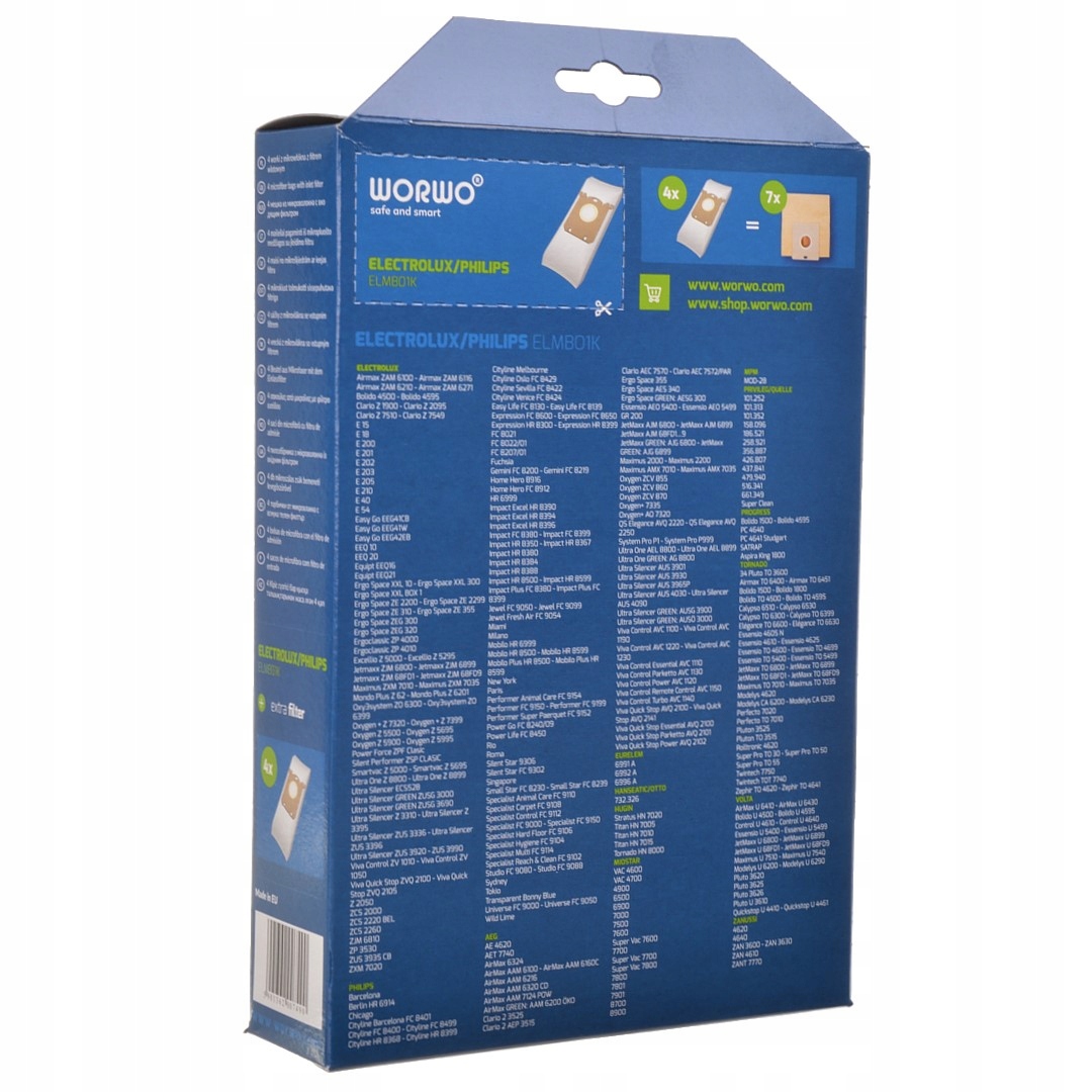8x WORKI ODKURZACZA do ELEKTROLUX PHILIPS S-BAG Typ worka syntetyczny