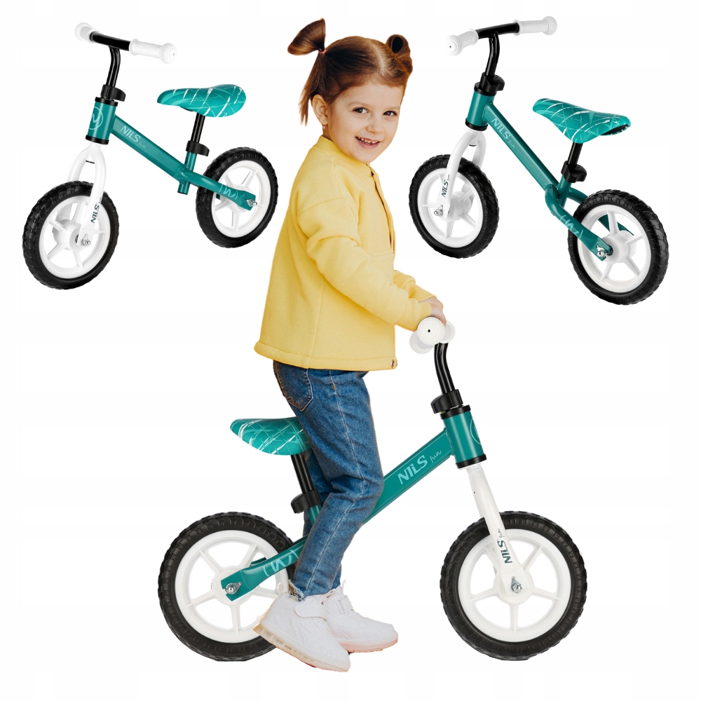 Rowerek Biegowy Rower Dziecięcy Koła 10" Regulowana Zielony Lekki Nils