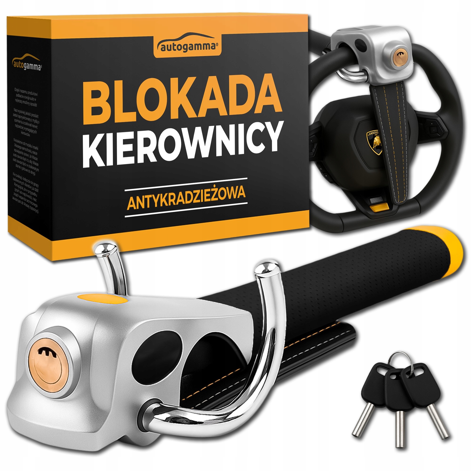 Blokování volantu proti krádeži Premium na volant do auta Ocelová