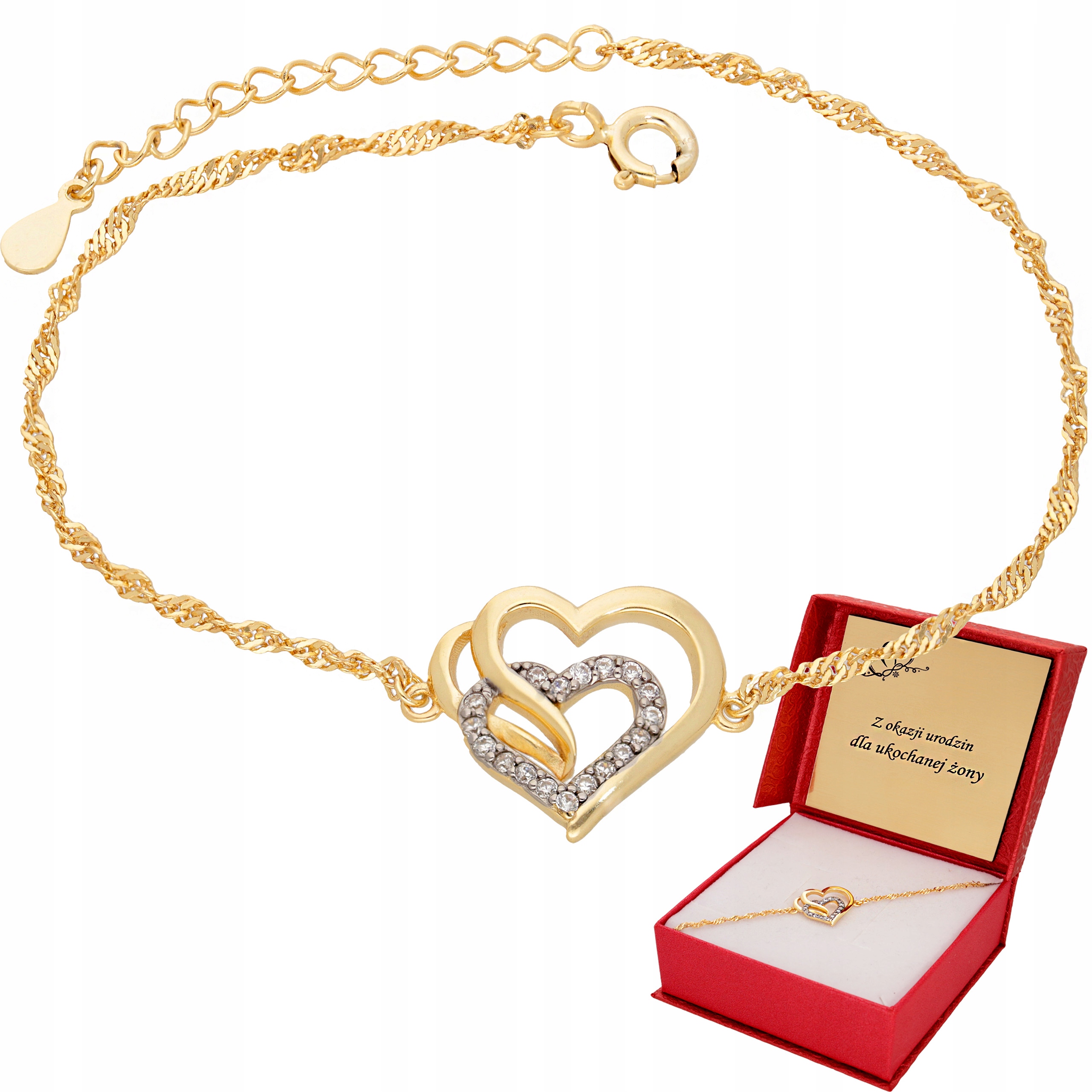 

Złota Bransoletka Serce Dla Kobiety 925 Grawer