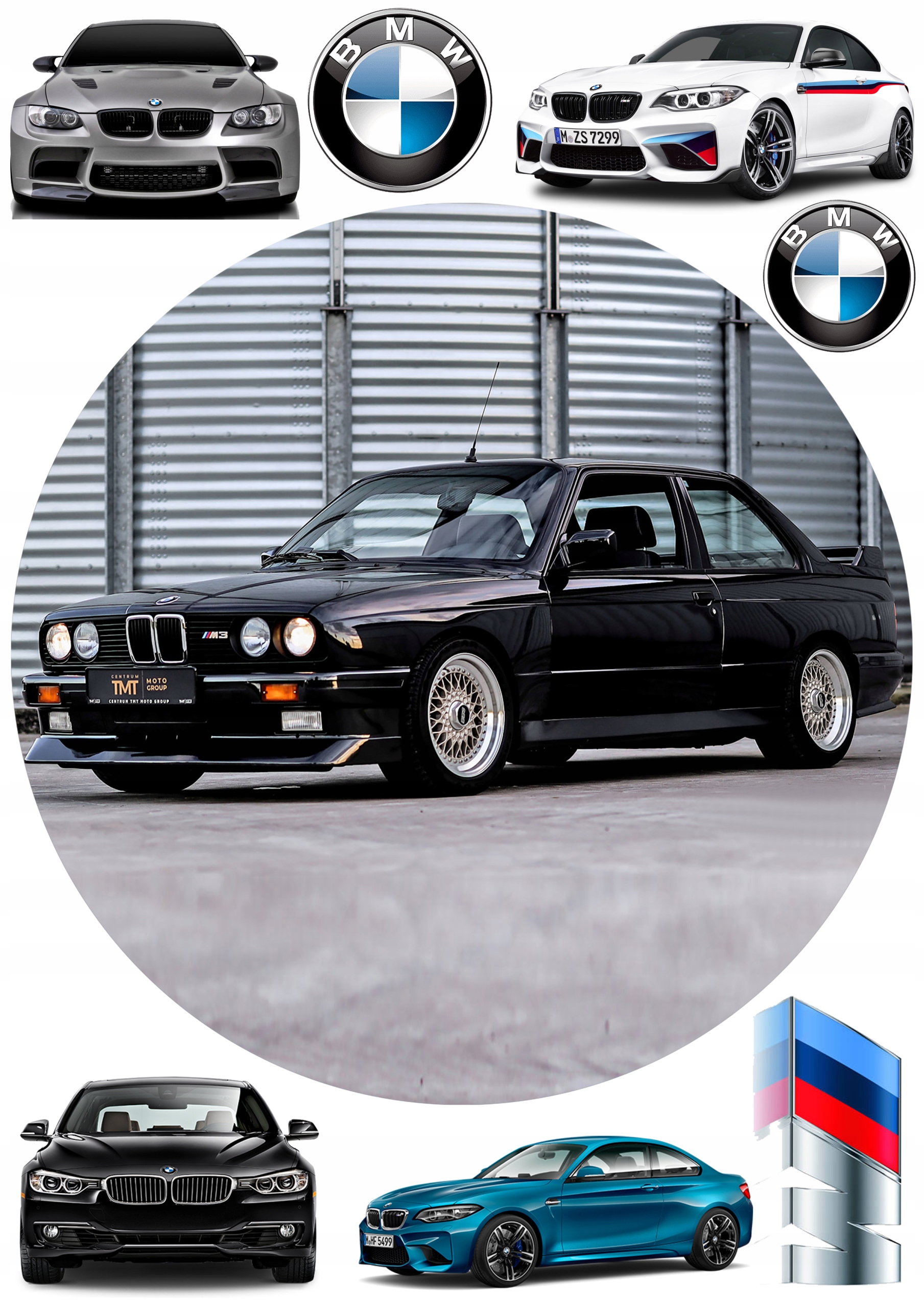 WYDRUK CUKROWY OPŁATEK NA TORT AUTO BMW E30 POSTACI + GRATIS TEKST