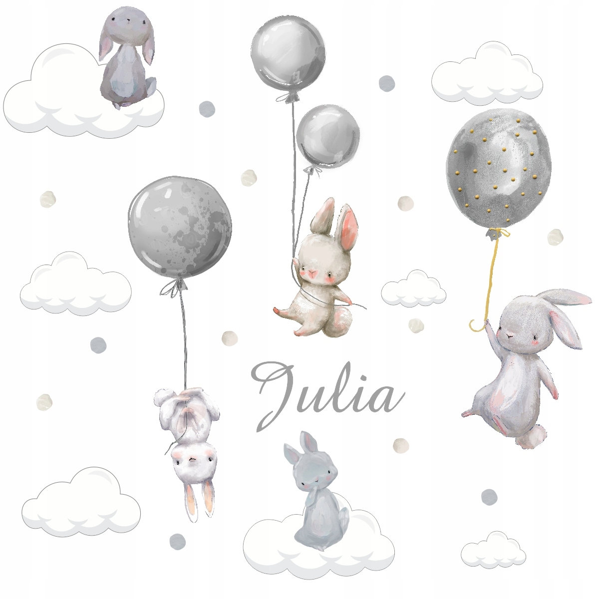

Naklejki ścienne króliki balony imię 60X120