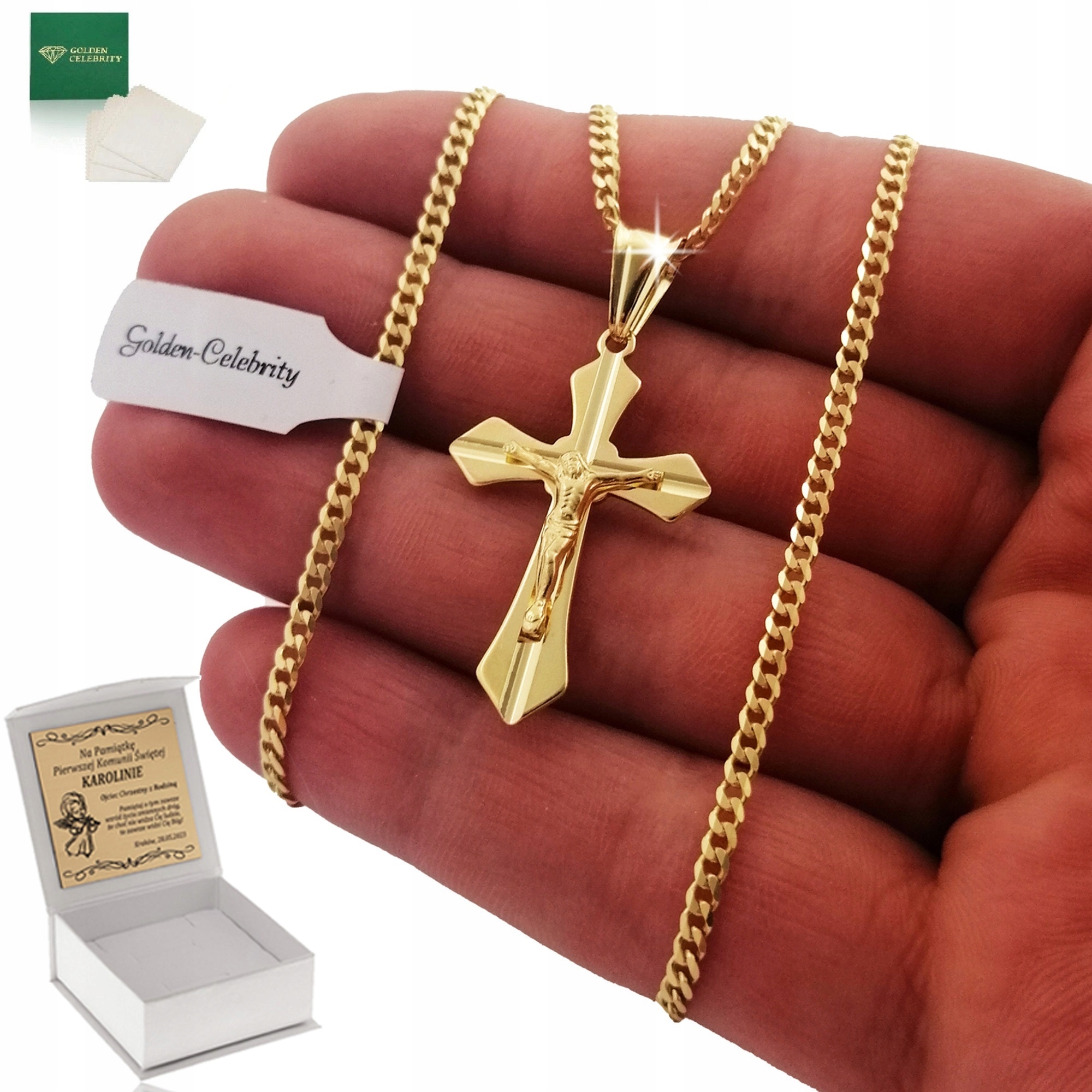 Zlatý Náhrdelník S Křížkem Stříbro 925 Pro Chlapce K Biřmování Gravírování
