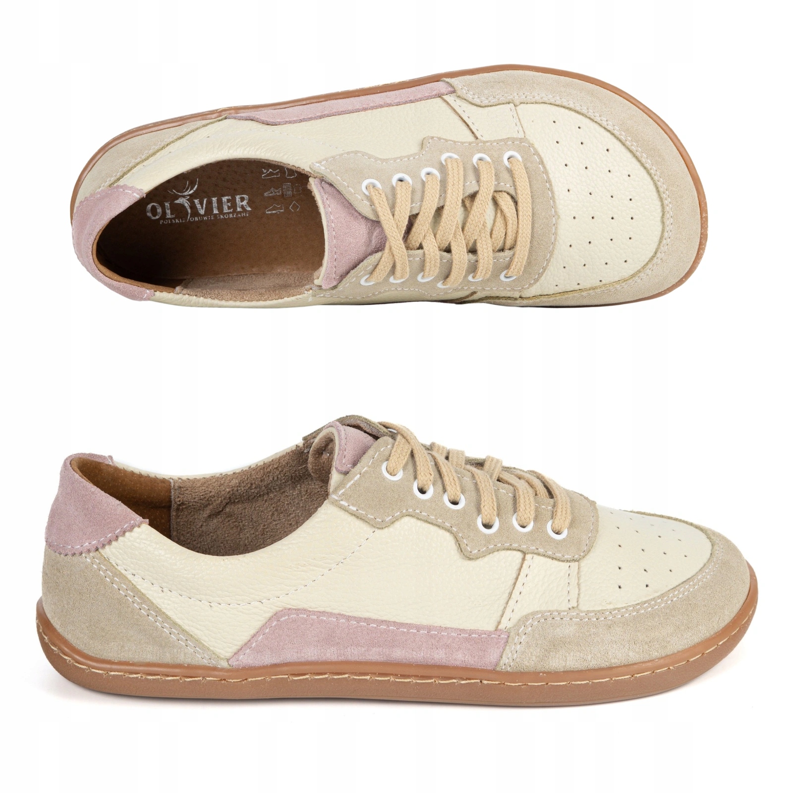 Dámské kožené barefootové boty Alma městské ležérní boty zero drop ecru 40