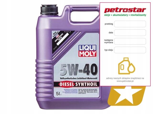 LIQUI MOLY SYNTHOIL DIESEL 5W40 5L 1341