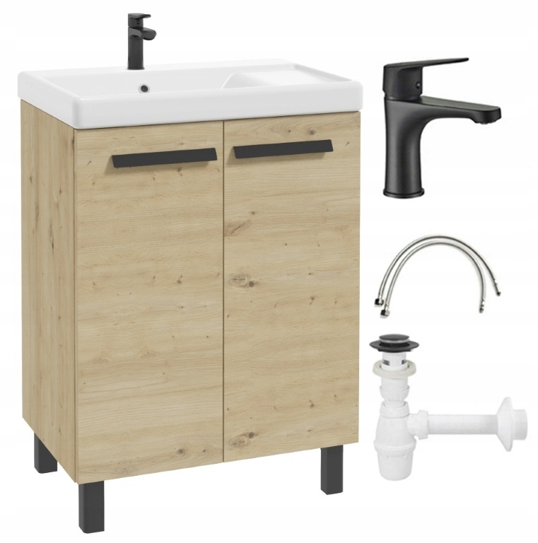 Koupelnová sada skříňka s umyvadlem 80x60 sifonová baterie, zátka click-clack
