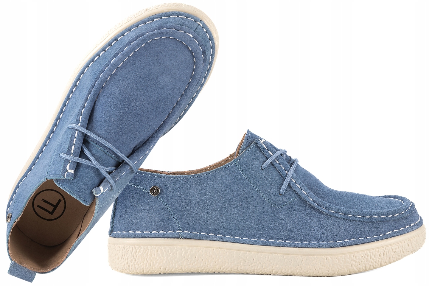 Filippo DP7604 Kožené Polobotky Mokasíny Šněrovací Semišové modré 39