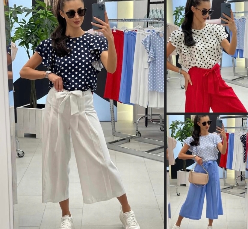 Komplet Červený S Bílým Kalhoty Kalhotky 0962-0864 velikost L