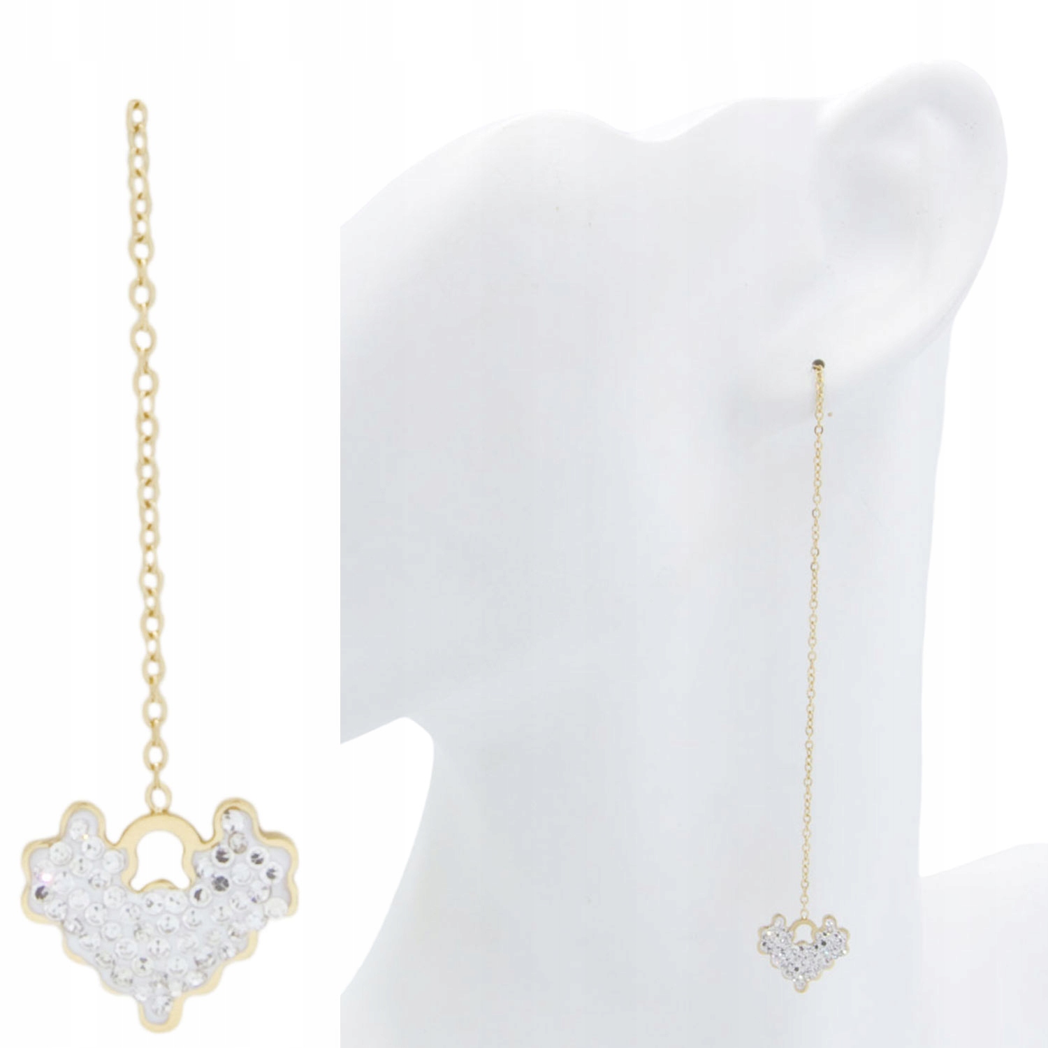 

Wiszace kolczyki stal chirurgiczna Serce cyrkonie