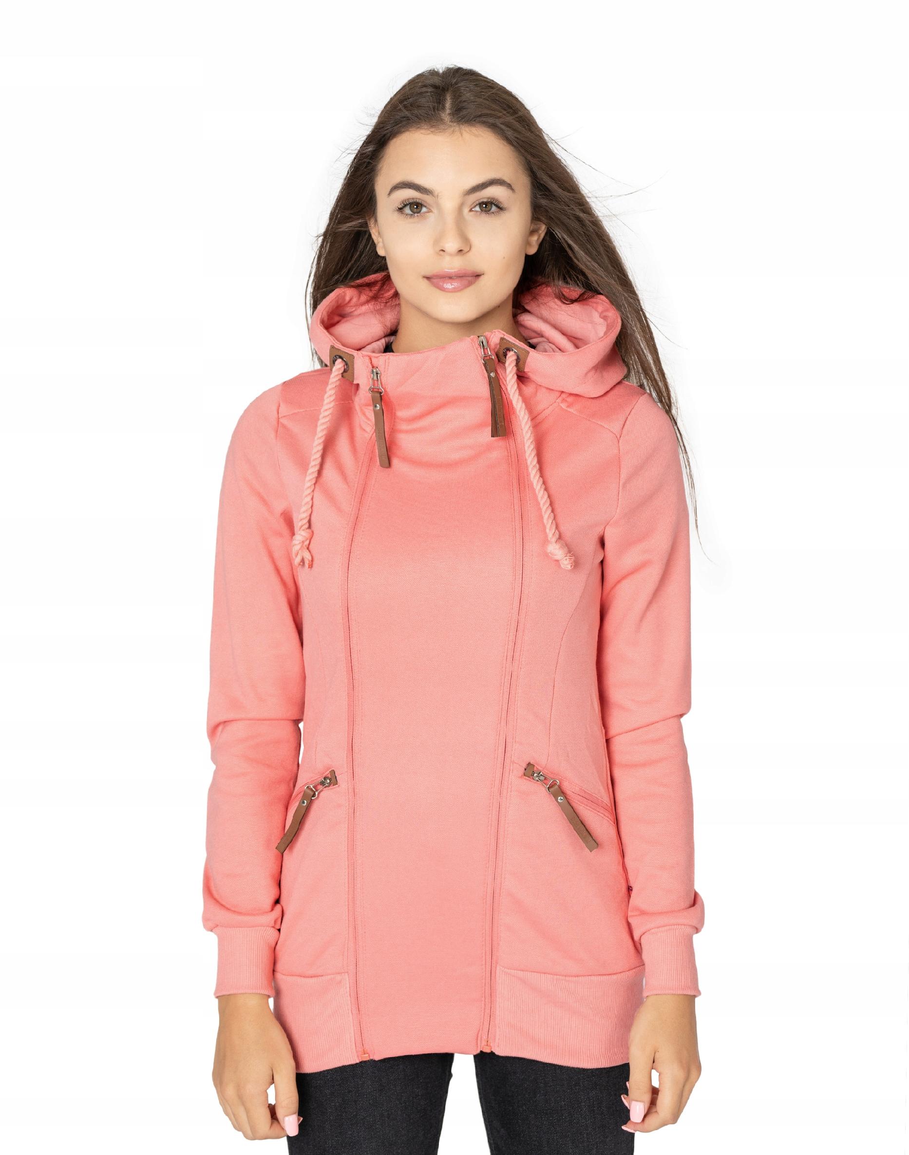 

Długa Bluza Damska Rozpinana z Kapturem 372-1 r L