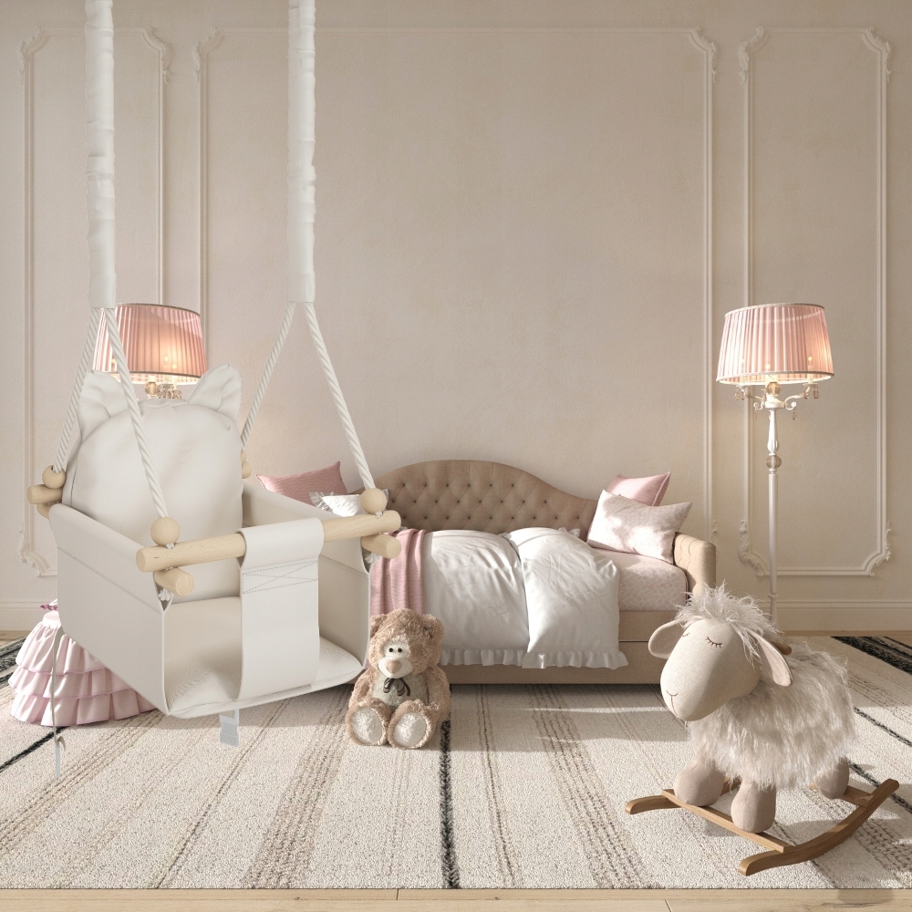 HUŚTAWKA DLA DZIECI z oparciem MIŚ + PAS BEZPIECZEŃSTWA - do domu i ogrodu Marka MAMOI