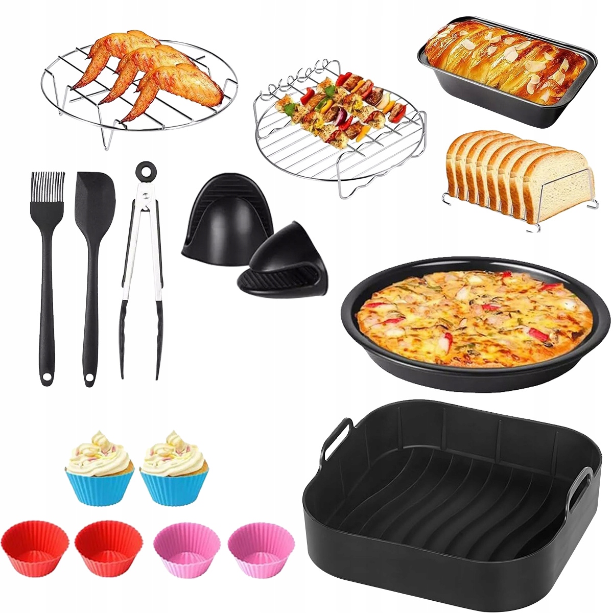 Akcesoria do Frytkownicy Beztłuszczowej 16 elementów Duży Zestaw