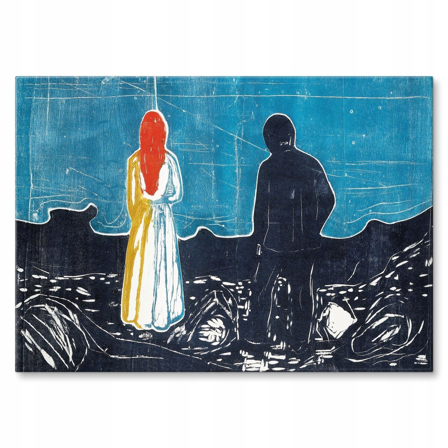 Kovový plakát Dva lidé Edvard Munch Šidítko Plech 42 x 59,4 cm Dárek