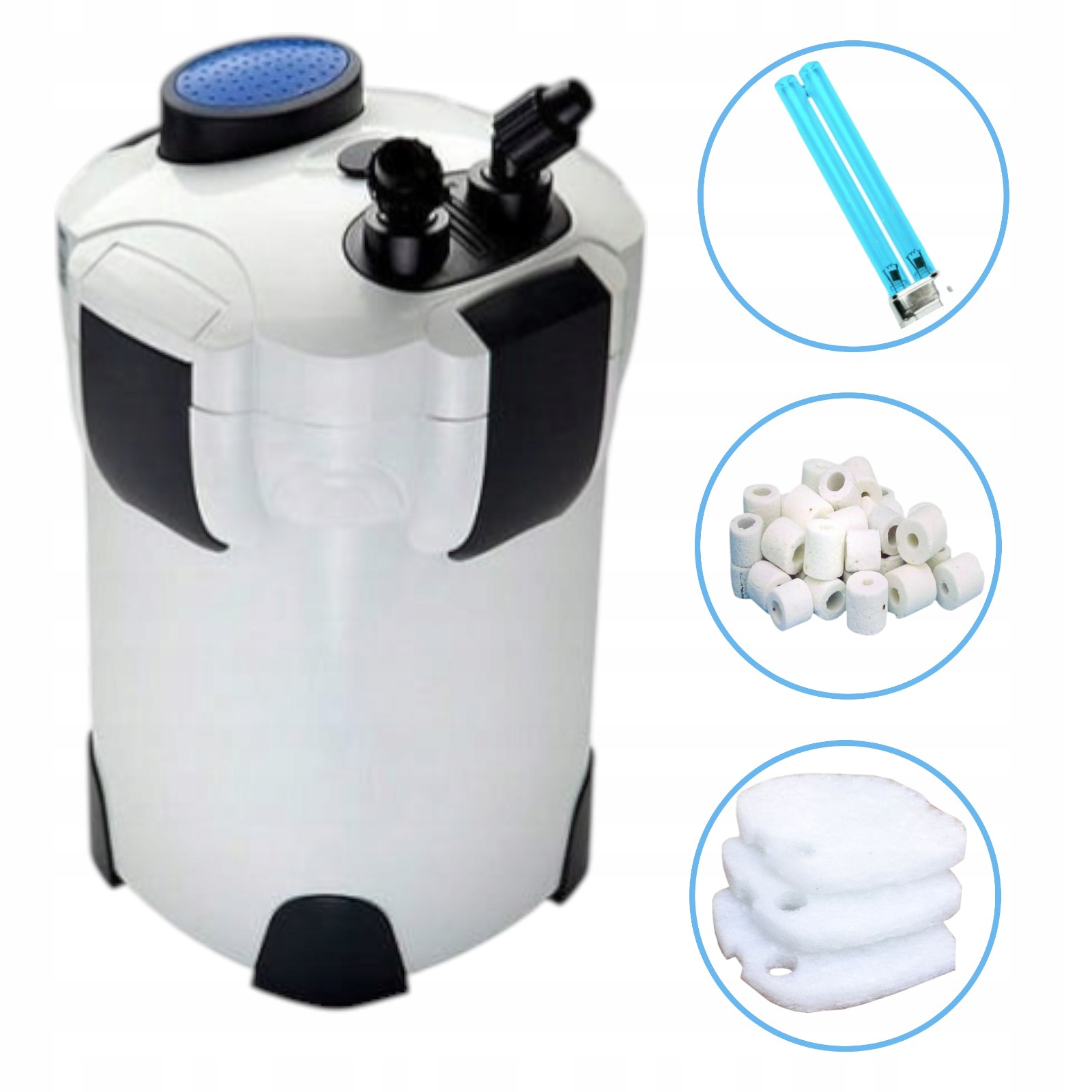 Ultra-nowoczesny filtr zewnętrzny Kubełkowy 1400l/h z Lampą Uv 9W do 500l
