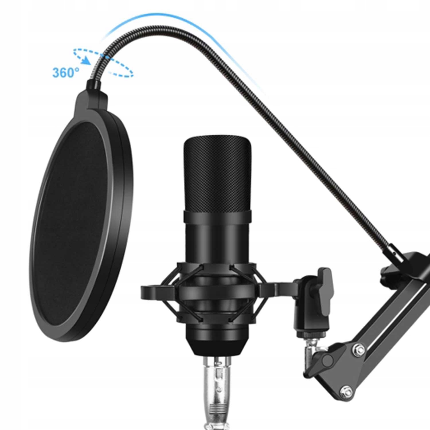 Mikrofon Studyjny Pojemnościowy JACK Gamingowy Statyw Filtr Youtube Tiktok Model NA YOUTUBE TWITCH GAMING TIK TOK