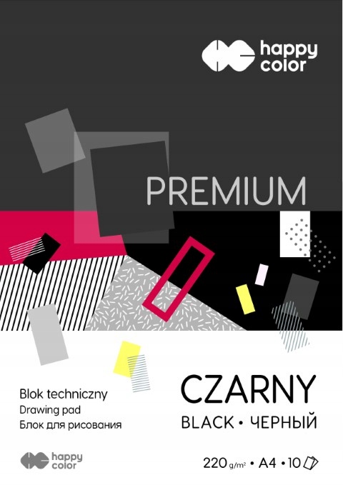 Happy Color blok techniczny A4 10k czarny premium