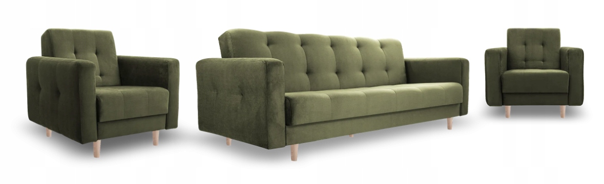 Sada Lizbona II pohovka 2 křesla khaki Kronos 46 velur Výrobce