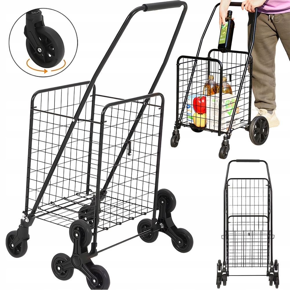 57 l vozík z ocelového uhlí se 4 kolečky pro supermarkety a veletrhy