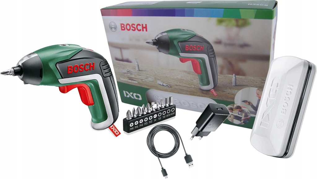 Bosch Ixo V Wkrętak Akumulatorowy Zestaw 10 Bitów Pojemnik