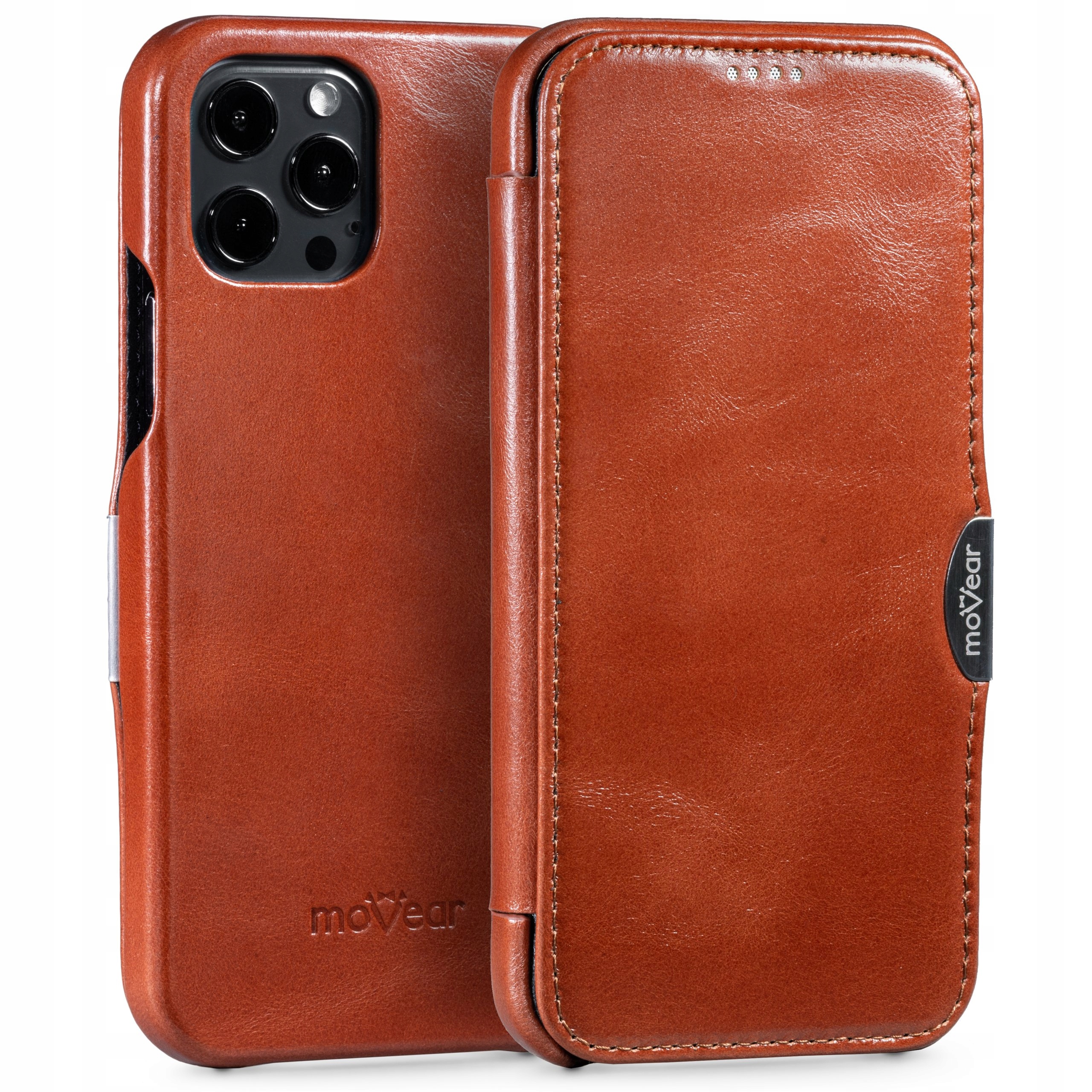 Obal Pouzdro s kapsou pro iPhone 12 Pro 12 hnědý Movear