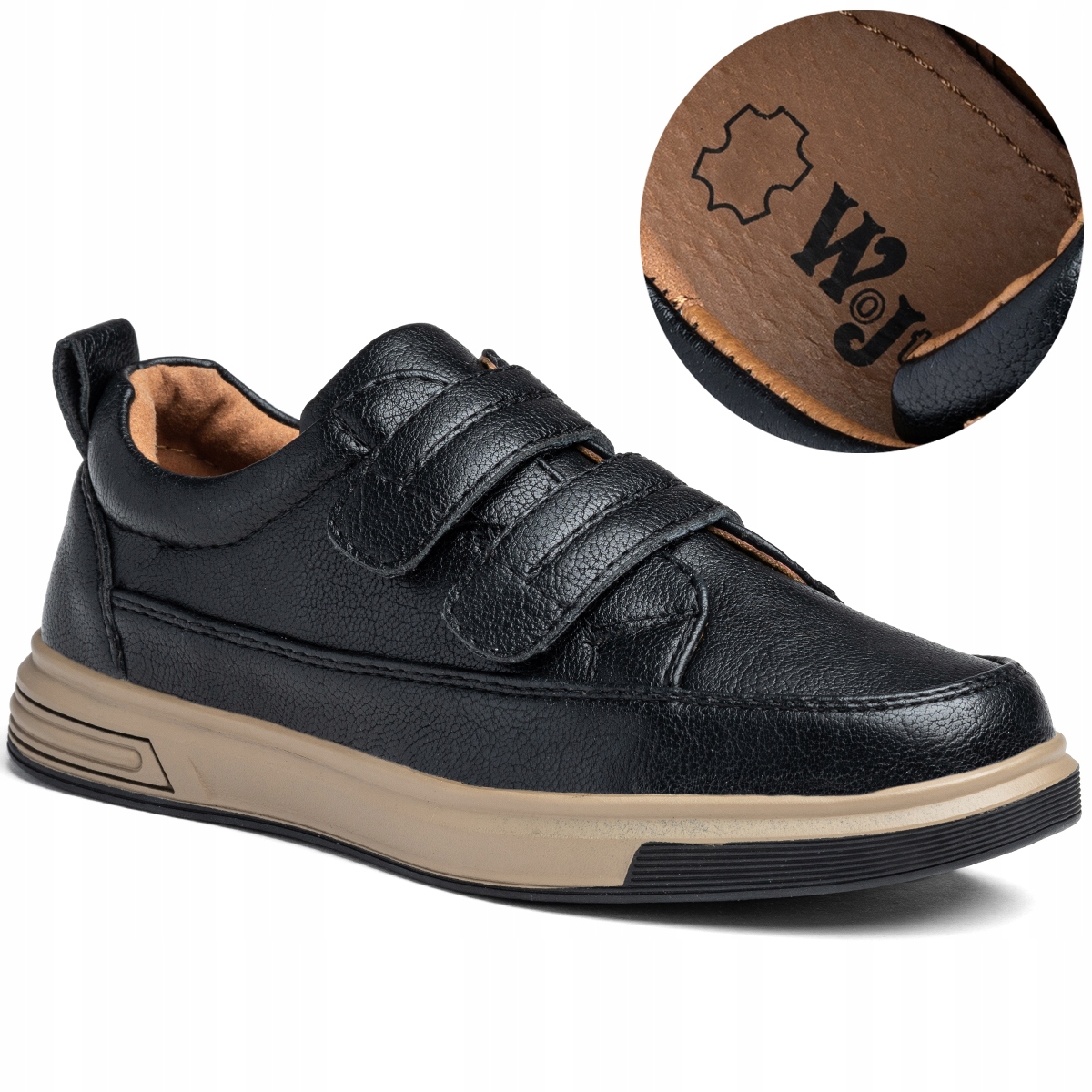 Półbuty lekkie sneakersy w.SKÓRA łatwe zapięcie Rzep Wojtyłko 34