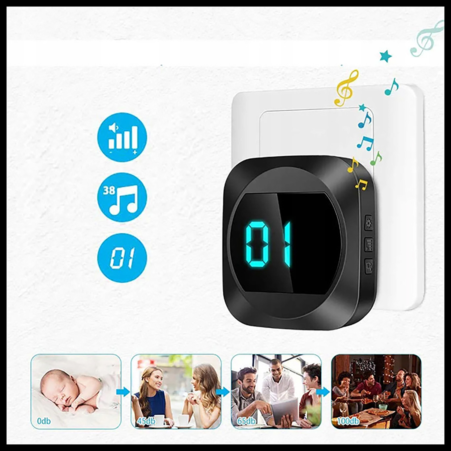 BEZPRZEWODOWY DZWONEK DO DRZWI WODOODPORNY + DUŻY ZEGAR 200m Kod producenta BEZPRZEWODOWY DZWONEK DO DRZWI WODOODPORNY