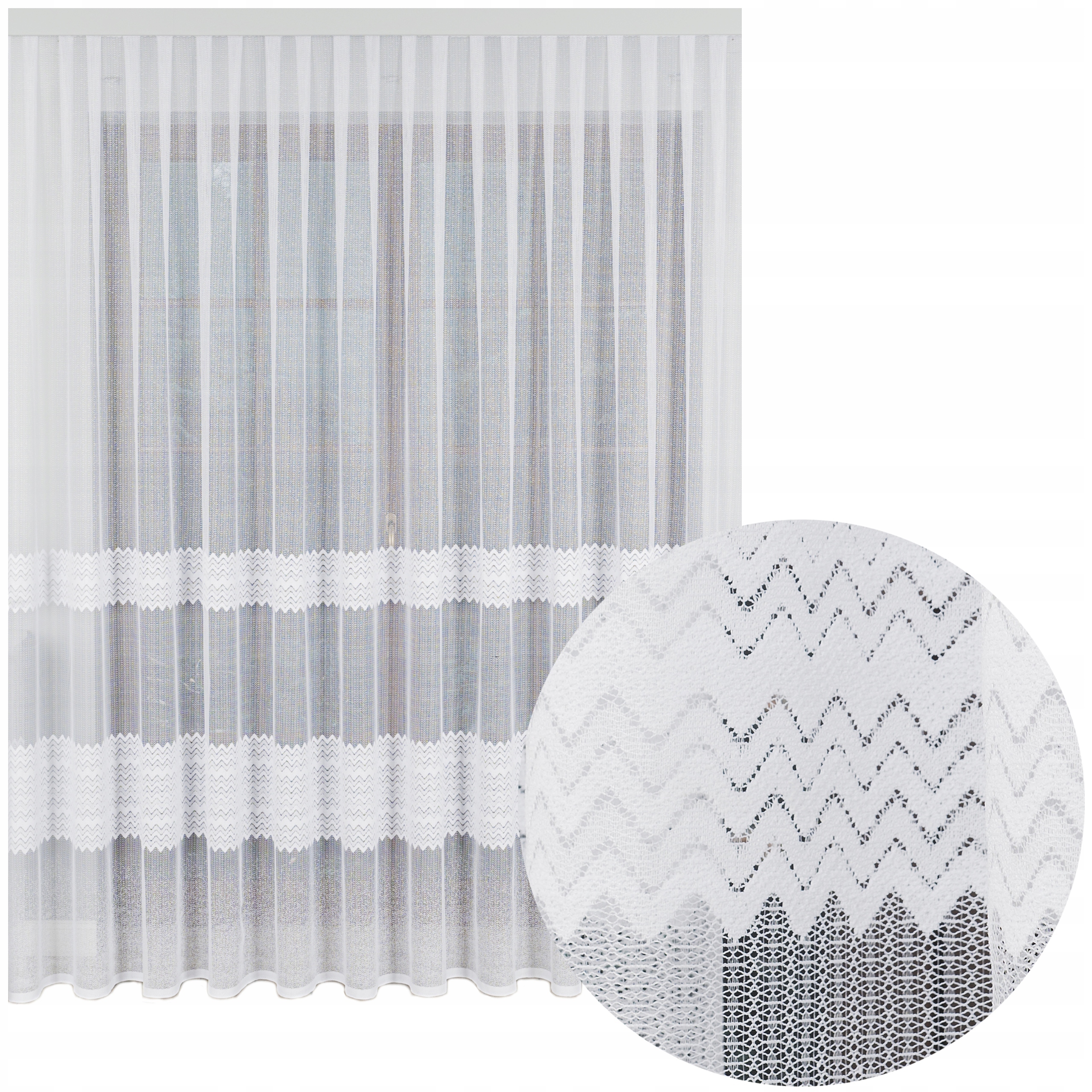 ZASŁONA FIRANA GOTOWA ŻAKARDOWA NA TAŚMIE BEZ PRASOWANIA DO SALONU 400x235