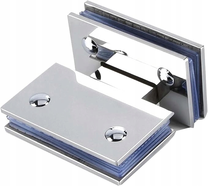 KLIPS ŁAZIENKOWY ZE STALI NIERDZEWNEJ 304 ZACISK DO SZKLANYCH DRZWI Wysokość 113 mm