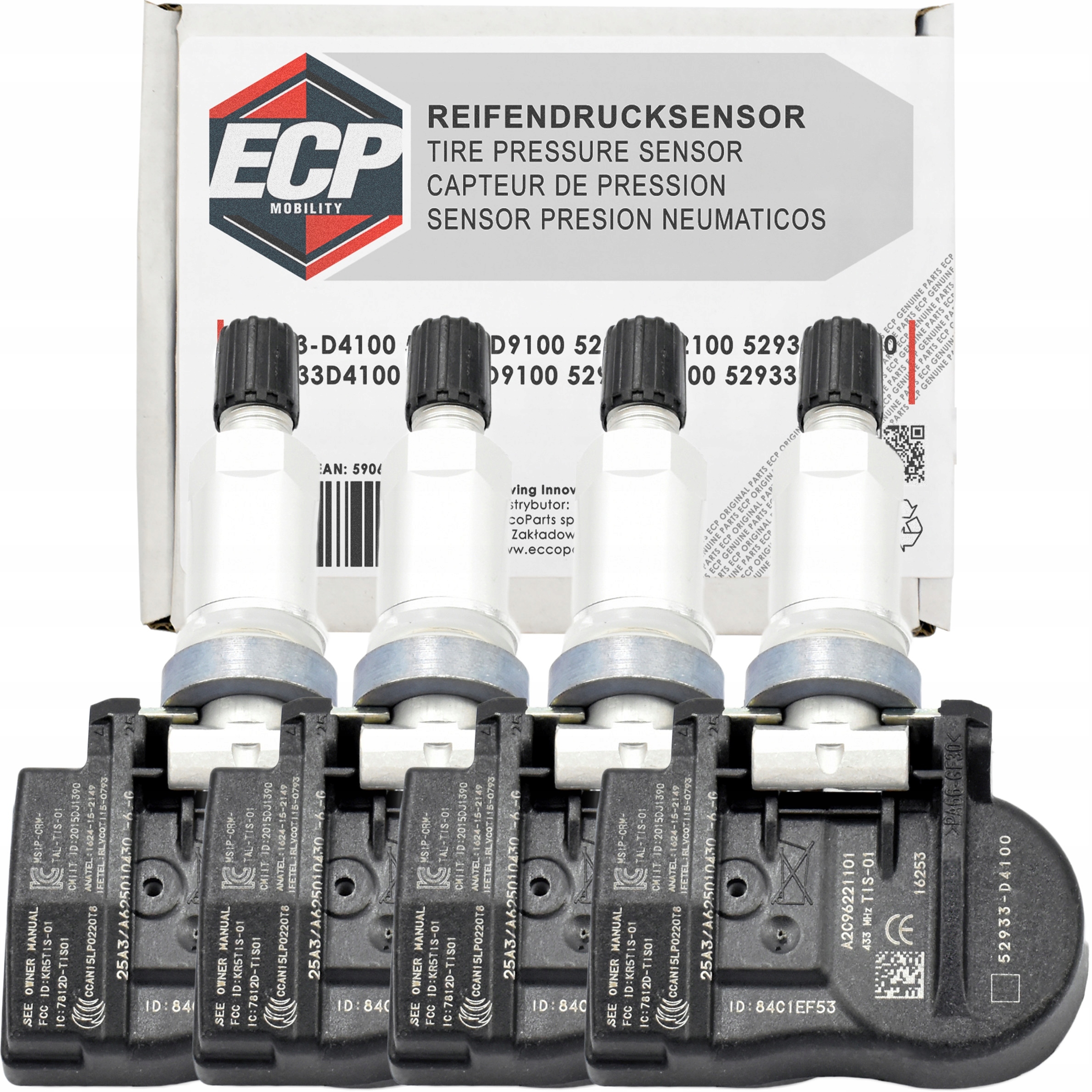 4X Snímač Tlaku Pneumatík Tpms 52933-D4100 Hyundai Ioniq Santa Fe II Kona