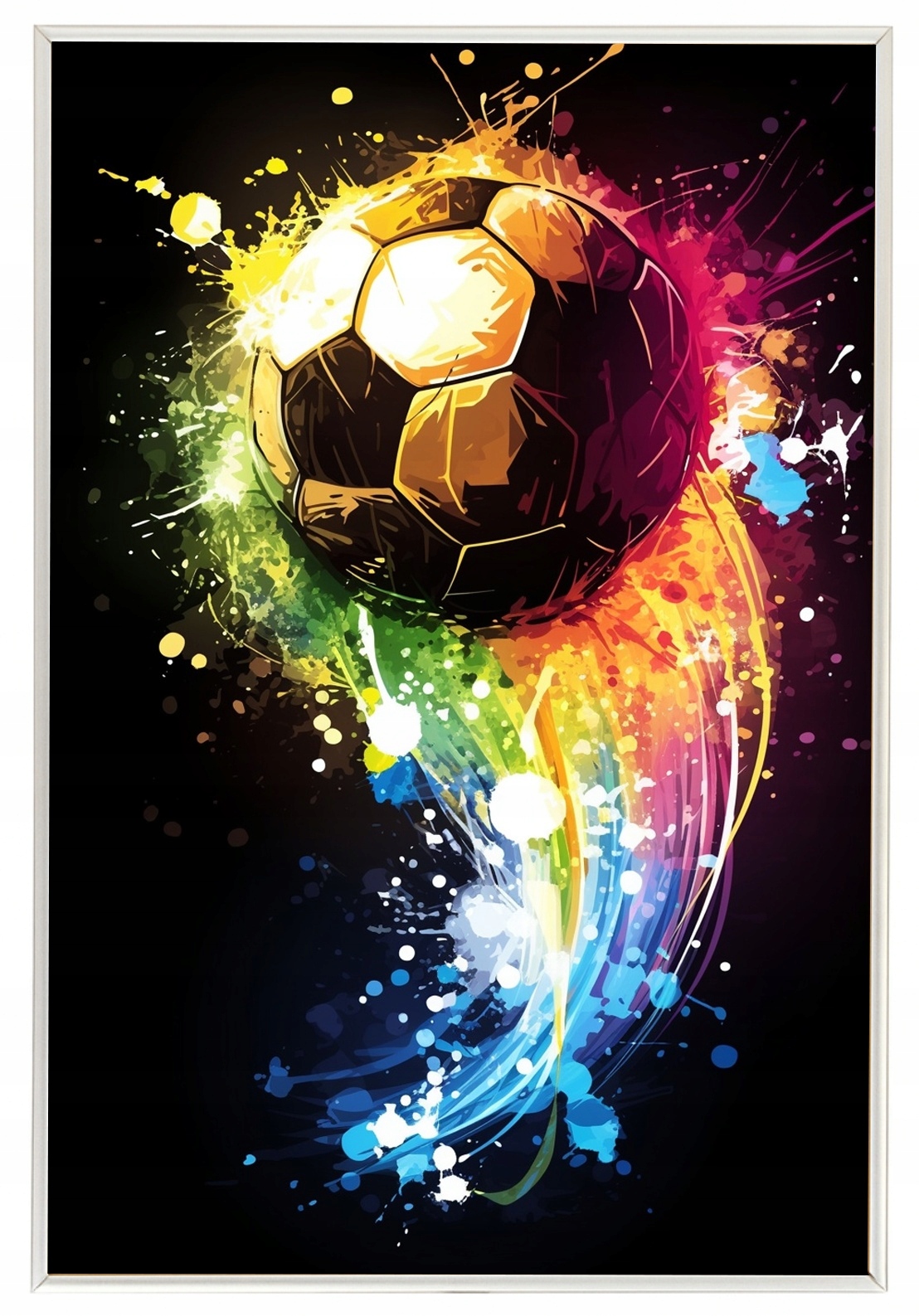 Plakát Rámeček Aluminium Graffiti Sport Fotbal Fotbalový Fotbal Neon Duha 62x93