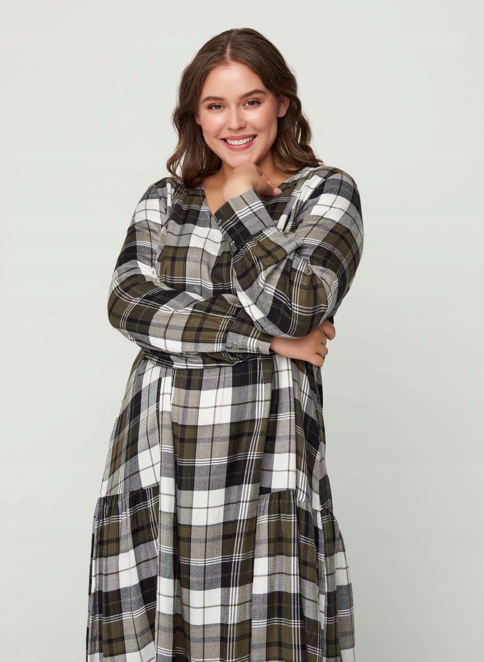 ZZ3 ZIZZI SUKIENKA W KRATKĘ ODCINANA 46 48 Fason prosta