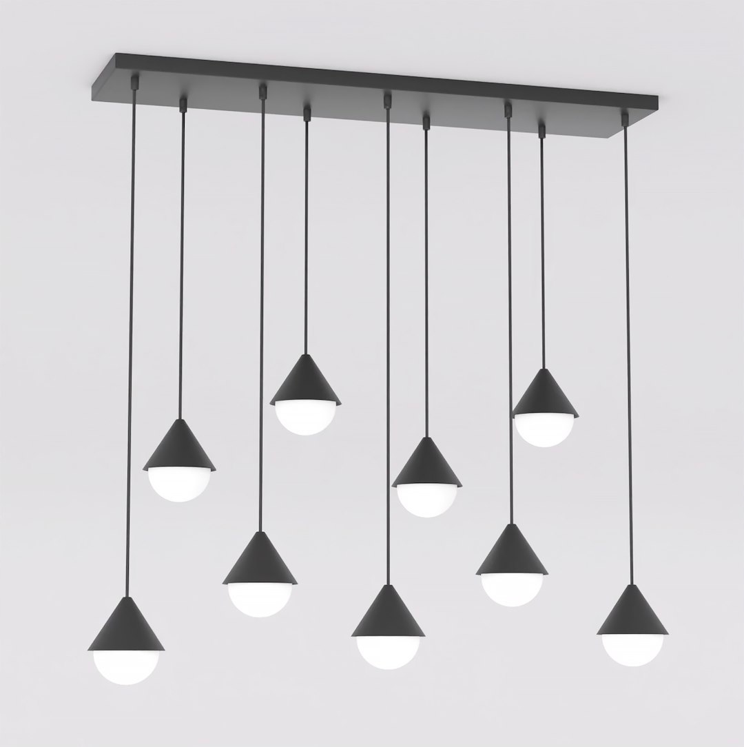 Závesná lampa Giro 9 Black prstencová, 9xG9, čierna, oceľ a sklo