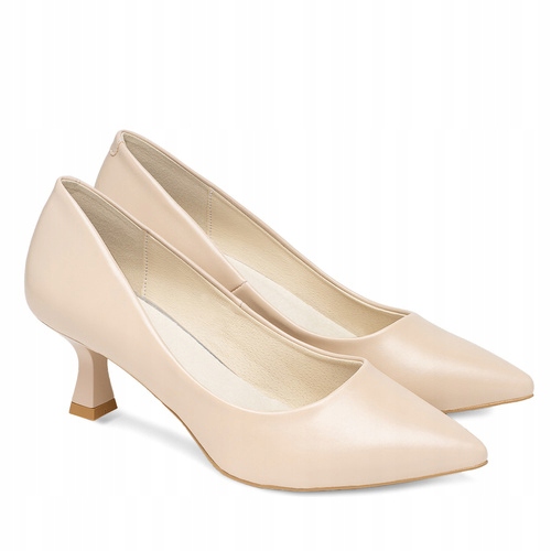 Brilu Polskie Klasyczne Szpilki Charity Beżowe 40