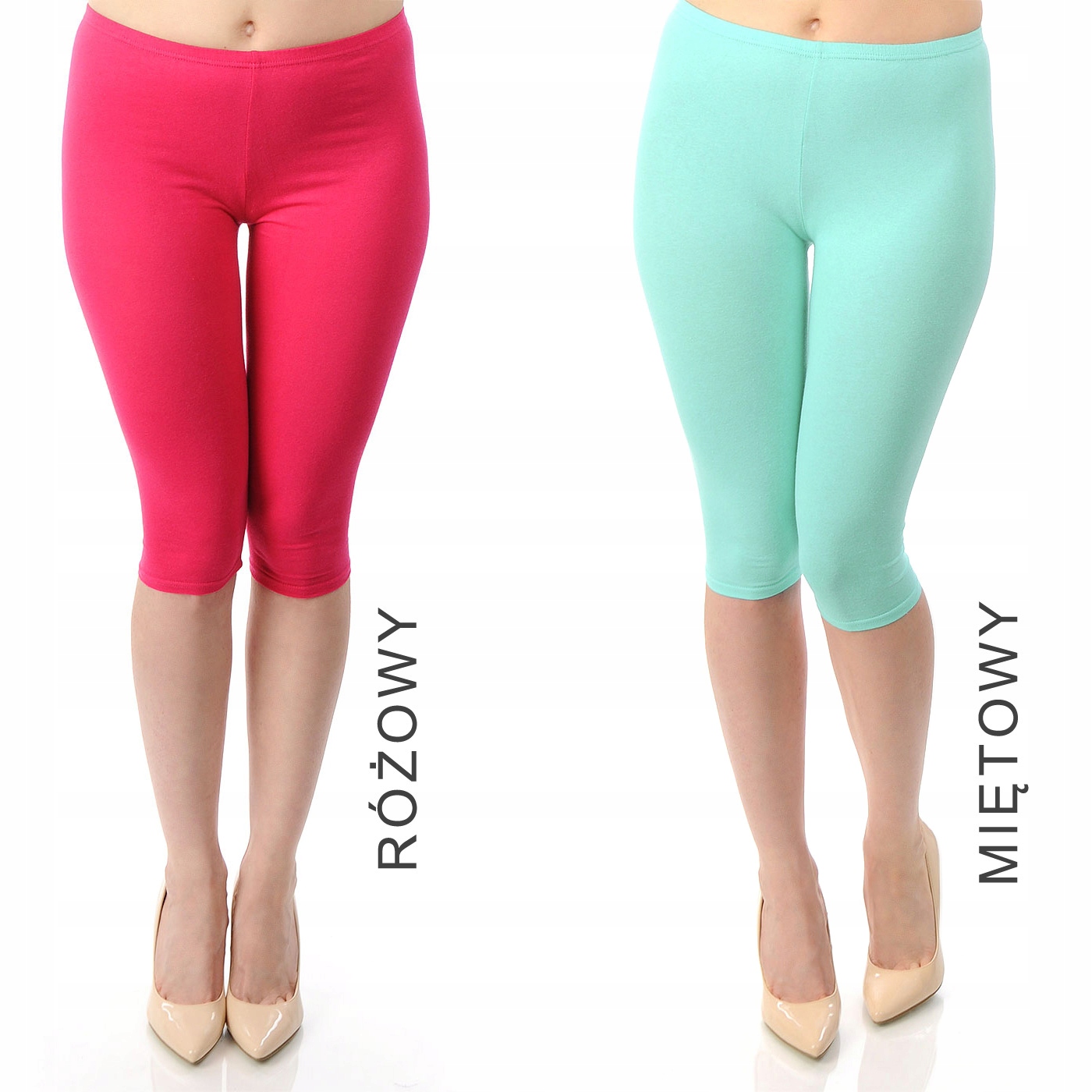 LEGGINSY BAWEŁNIANE GETRY 3/4 RYBACZKI CHABROWE XL Odcień chabrowy