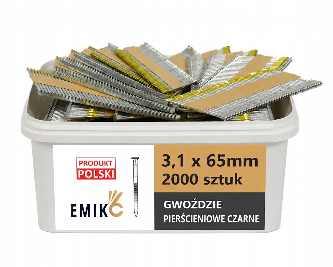 Hřebíky do hřebíkovačky spojené papírem 3,1x65mm 34° 2000ks Kroužek Ča