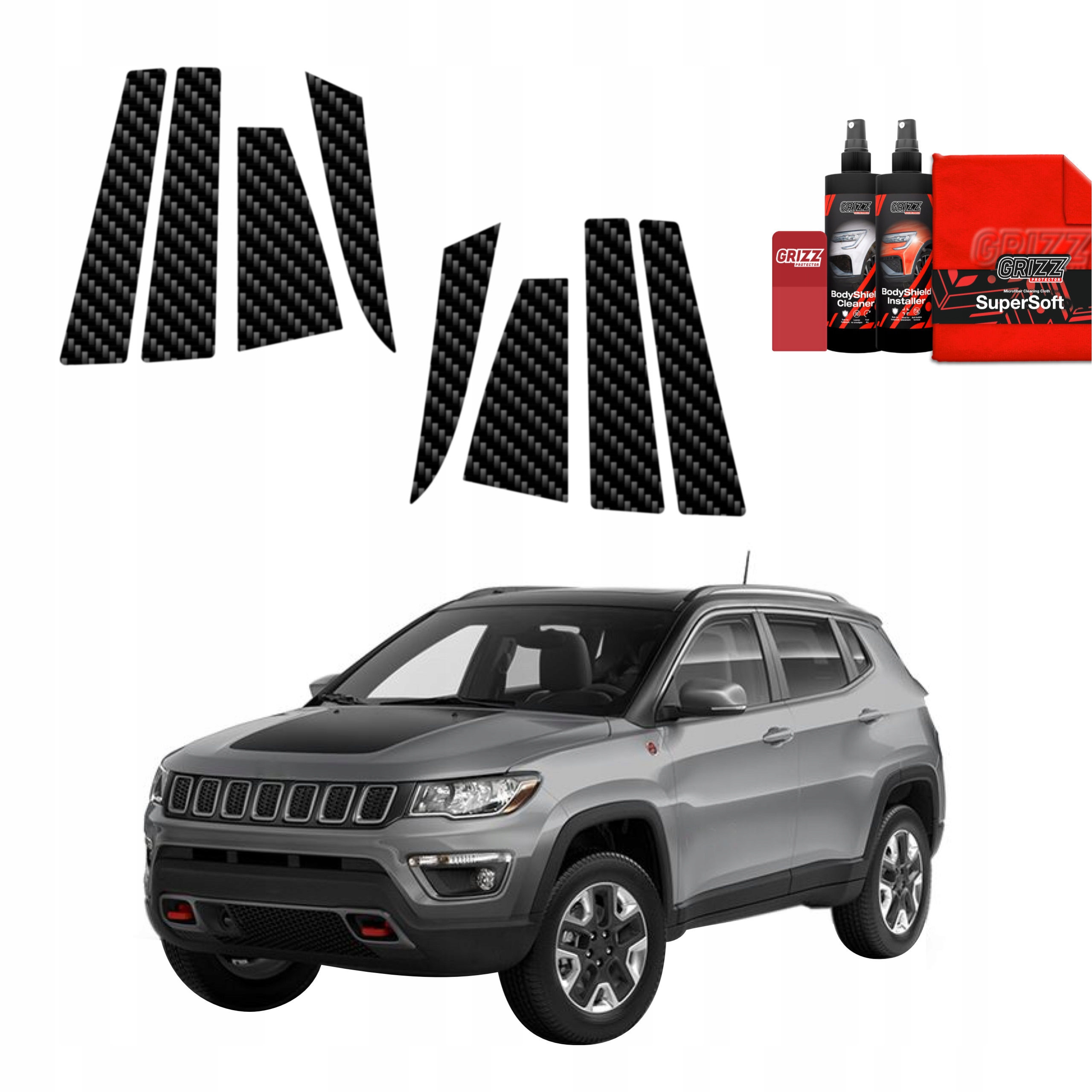 8v1 Fólie na sloupky pro Jeep Compass (2020-2024)