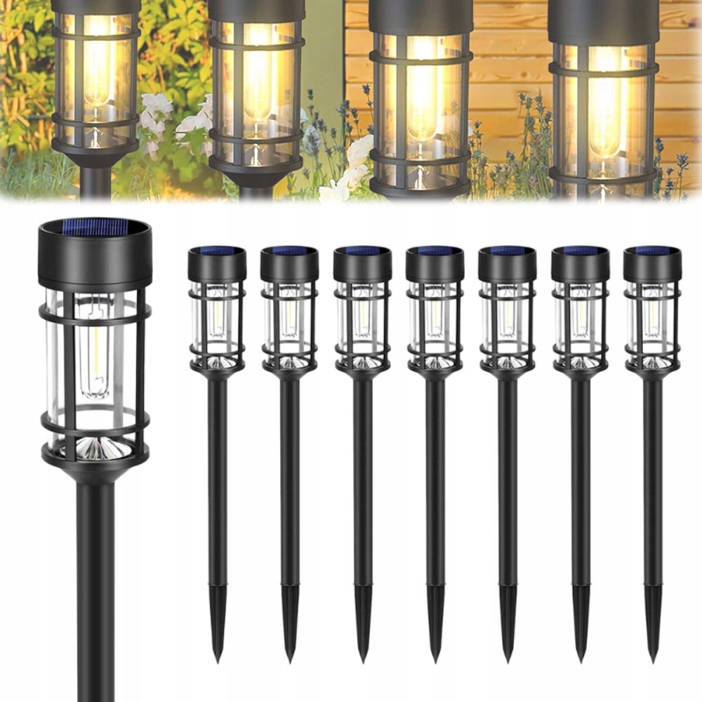 8 Solární Lampa Led Zahradní Zapichovací Sloupek Led Solární Zahradní Lampa
